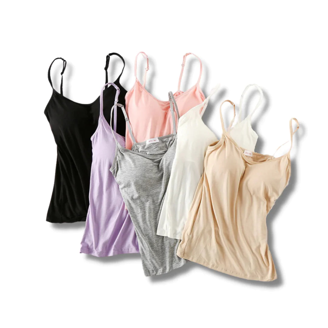 Camiseta Confort com Sutiã Embutido – Suporte e Conforto Sem Marcas | Tecido Respirável | Promoção: Pague 2 Leve 5