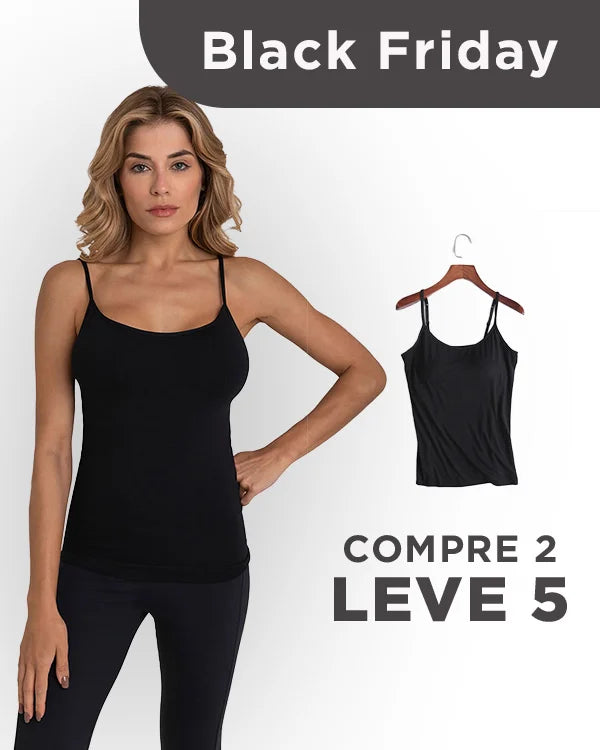 Camiseta Confort com Sutiã Embutido – Suporte e Conforto Sem Marcas | Tecido Respirável | Promoção: Pague 2 Leve 5
