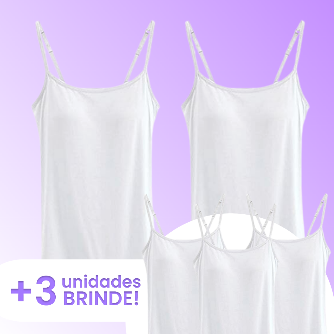 Camiseta Confort com Sutiã Embutido – Suporte e Conforto Sem Marcas | Tecido Respirável | Promoção: Pague 2 Leve 5